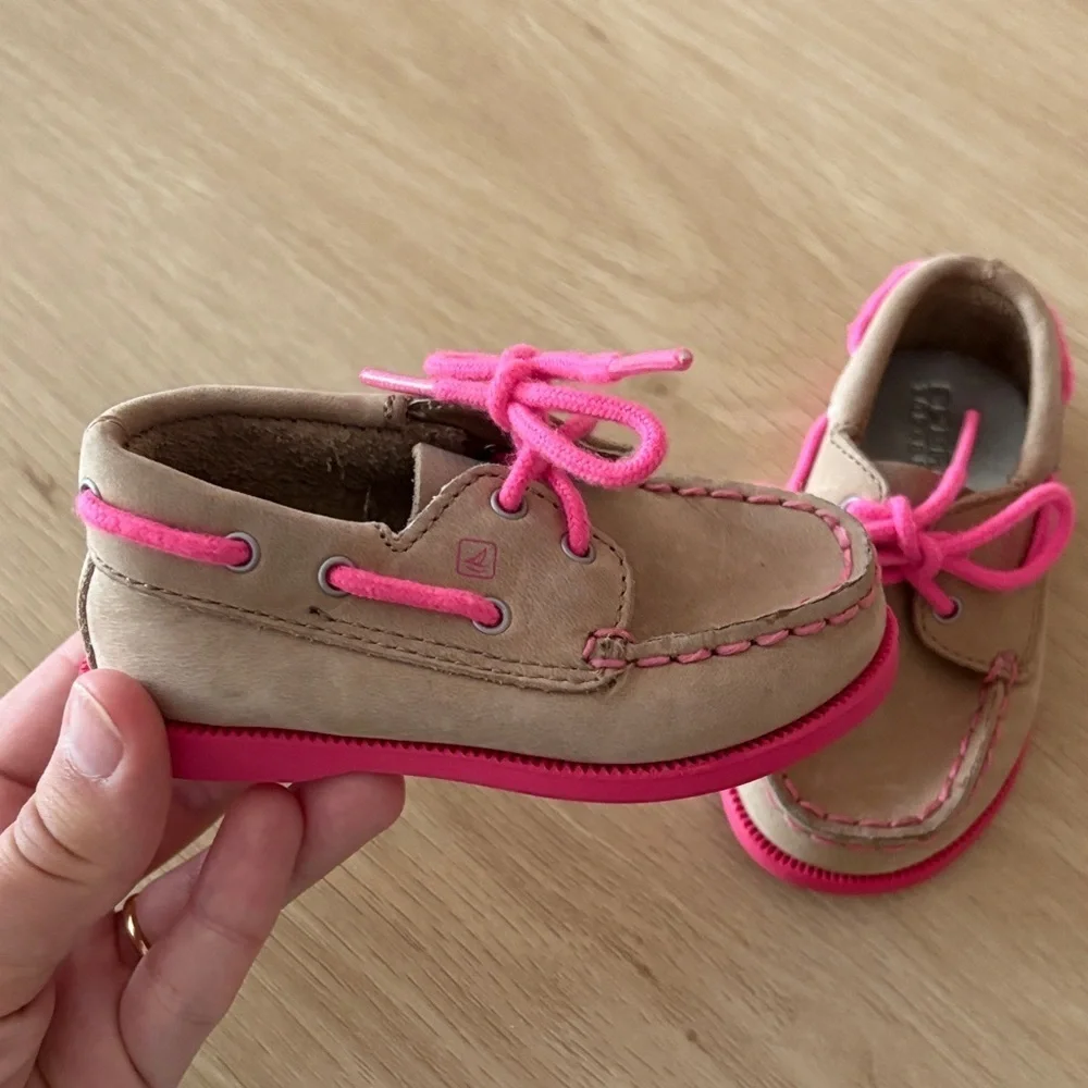 Sperry Pink and Tan Boat Shoes